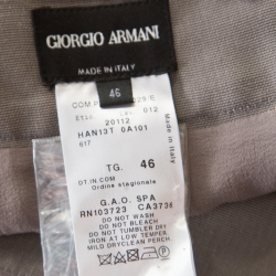 Pre Owned Giorgio Armani Grey Silk Back Slit Detail Pencil Skirt L