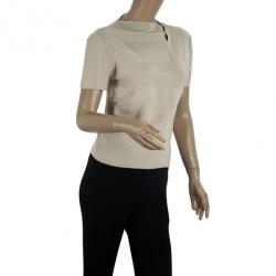 Pre Owned Giorgio Armani Nude Knit Top Size M
