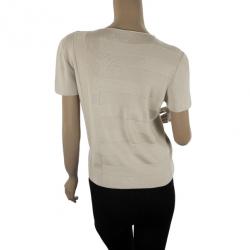 Pre Owned Giorgio Armani Nude Knit Top Size M