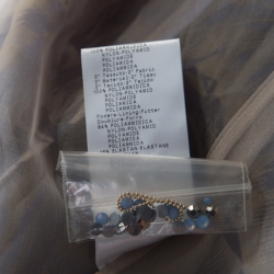 Pre Owned Giorgio Armani Blue Patterned Tulle Crystal Embellished Strapless Dress S