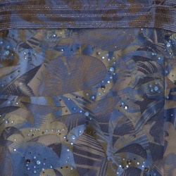 Pre Owned Giorgio Armani Blue Patterned Tulle Crystal Embellished Strapless Dress S