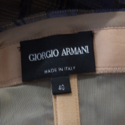 Pre Owned Giorgio Armani Blue Patterned Tulle Crystal Embellished Strapless Dress S