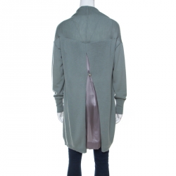 Giorgio Armani Sage Green Wool and Silk Pleated Yoke Detail Cardigan M 