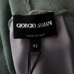 Giorgio Armani Sage Green Wool and Silk Pleated Yoke Detail Cardigan M 