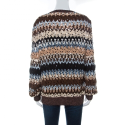 Pre Owned Missoni Multicolor Knit Metallic Rib Trim Sequinned Cardigan L