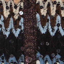 Pre Owned Missoni Multicolor Knit Metallic Rib Trim Sequinned Cardigan L