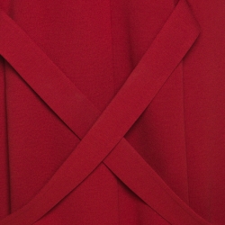 Pre Owned Giorgio Armani Red Stretch Knit Belt Detail Dress M