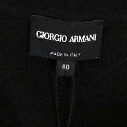 Pre Owned Giorgio Armani Black Wool Fur Lined Jacket S