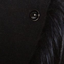 Pre Owned Giorgio Armani Black Wool Fur Lined Jacket S