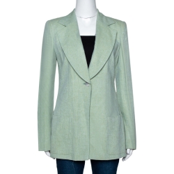 Giorgio Armani Green Linen One Button Tailored Jacket M