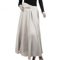 Pre Owned Giorgio Armani Light Grey Long Silk Skirt 