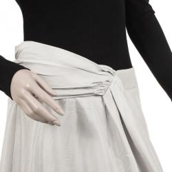 Pre Owned Giorgio Armani Light Grey Long Silk Skirt 