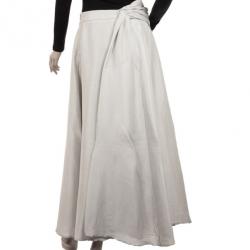 Pre Owned Giorgio Armani Light Grey Long Silk Skirt 