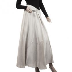 Pre Owned Giorgio Armani Light Grey Long Silk Skirt 