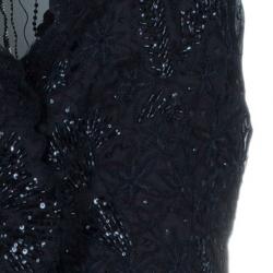Pre Owned Giorgio Armani Black Embellished Vest Top M