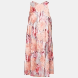 Pink Floral Jacquard Pleated Detail Shift Dress