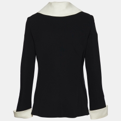 Giorgio Armani Black Silk Contrast Collar Detail Jacket M