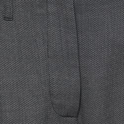 Giorgio Armani Grey Herringbone Wool Blend High Waist Wide Leg Trousers S / Waist: 27"