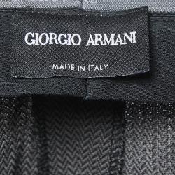 Giorgio Armani Grey Herringbone Wool Blend High Waist Wide Leg Trousers S / Waist: 27"
