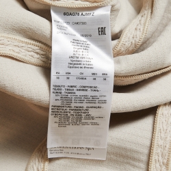 Pre Owned Giorgio Armani Cream Textured Stretch Cotton Double Zipper Jacket S