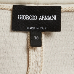 Pre Owned Giorgio Armani Cream Textured Stretch Cotton Double Zipper Jacket S