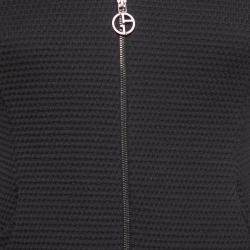 Giorgio Armani Black Textured Knit Double Zipper Tailored Jacket S