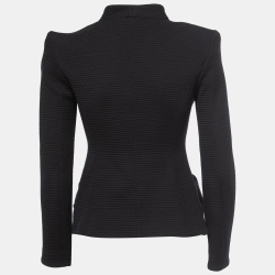 Giorgio Armani Black Textured Knit Double Zipper Tailored Jacket S