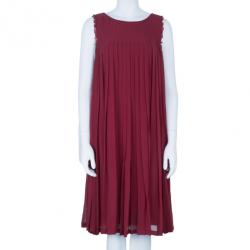 Pre Owned Giorgio Armani Pleated Sleeveless Dress M