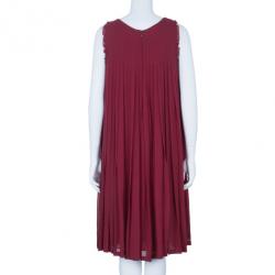 Pre Owned Giorgio Armani Pleated Sleeveless Dress M