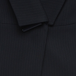 Pre Owned Giorgio Armani Navy Blue Pinstripe Gabardine Blazer M