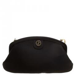 Pre Owned Giorgio Armani Black Satin Dinner Clutch