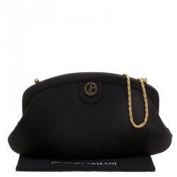 Pre Owned Giorgio Armani Black Satin Dinner Clutch
