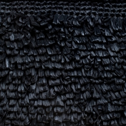 Pre Owned Giorgio Armani Black Raffle Straw Large Chain Clutch