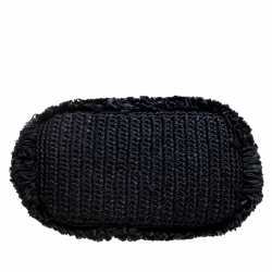 Pre Owned Giorgio Armani Black Raffle Straw Large Chain Clutch