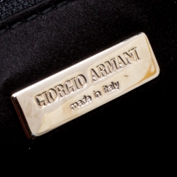 Pre Owned Giorgio Armani Black Raffle Straw Large Chain Clutch