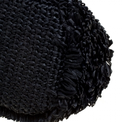 Pre Owned Giorgio Armani Black Raffle Straw Large Chain Clutch