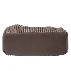 Pre Owned Giorgio Armani Brown Leather Pleated Hobo