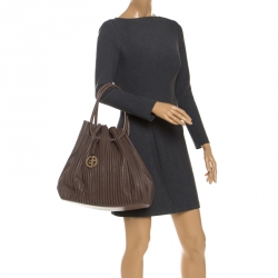 Pre Owned Giorgio Armani Brown Leather Pleated Hobo