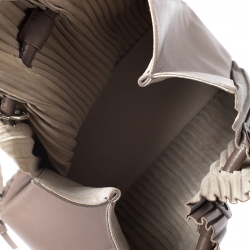 Pre Owned Giorgio Armani Brown Leather Pleated Hobo