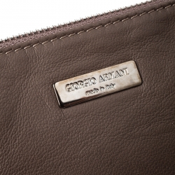 Pre Owned Giorgio Armani Brown Leather Pleated Hobo