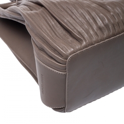 Pre Owned Giorgio Armani Brown Leather Pleated Hobo