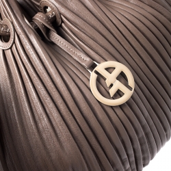 Pre Owned Giorgio Armani Brown Leather Pleated Hobo