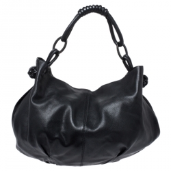 Pre Owned Giorgio Armani Black Leather Hobo
