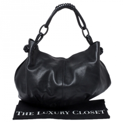 Pre Owned Giorgio Armani Black Leather Hobo