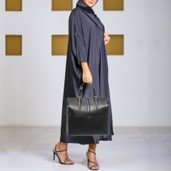 Pre Owned Giorgio Armani Black Leather Borgonuovo Tote