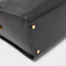 Pre Owned Giorgio Armani Black Leather Borgonuovo Tote