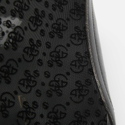 Giorgio Armani Black Monogram Mesh and Leather Fringe Bucket Bag 