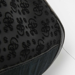 Giorgio Armani Black Monogram Mesh and Leather Fringe Bucket Bag 