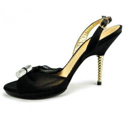 Giorgio Armani Black Mesh Slingback Sandals Size 37.5