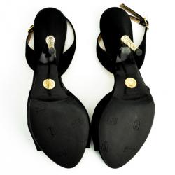 Giorgio Armani Black Mesh Slingback Sandals Size 37.5